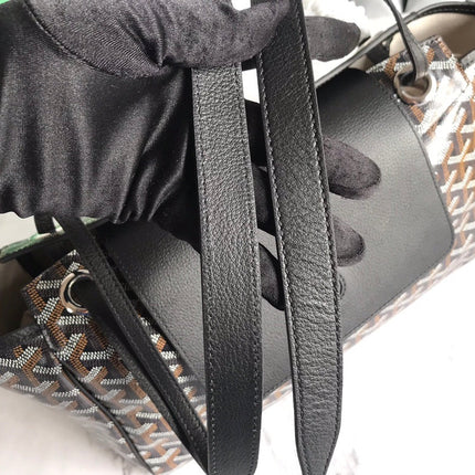 GOYA 26S ROUETTE PM TOTE BAG 30MM IN BLACK AND BROWN CANVAS AND CALFSKIN