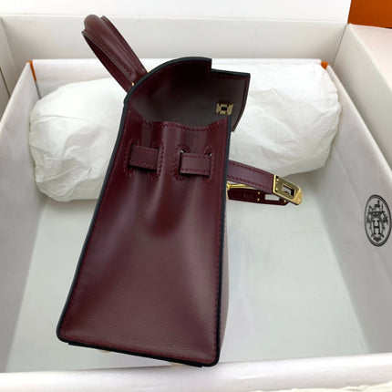 KELLY MINI 20 BAG IN WINE RED SMOOTH CALFSKIN WITH GOLD HARDWARE