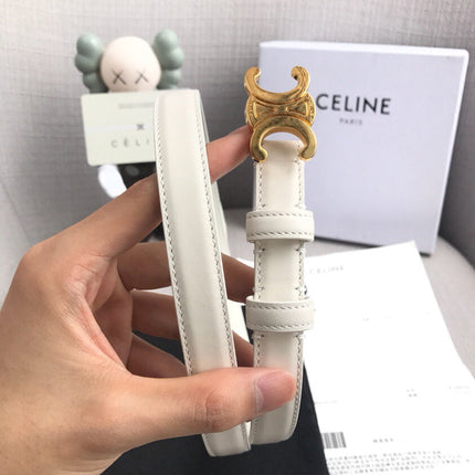 TRIOMPHE BELT IN WHITE CALFSKIN GOLD HARDWARE 567874