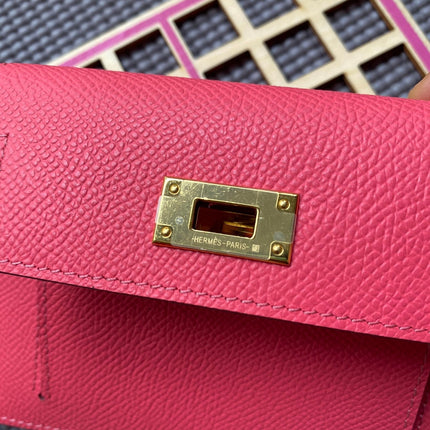 HM Kelly Pocket 13.5 Dark Pink Epsom Ghw