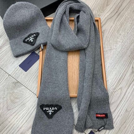 SET SCARF AND HAT IN MOUSE GRAY WOOL AND RABBIT FUR 386078
