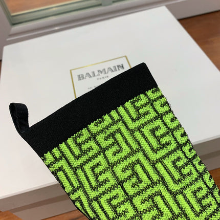 BALMAIN 26S BOOTS 105 MM IN GREEN FLYKNIT STYLE 20