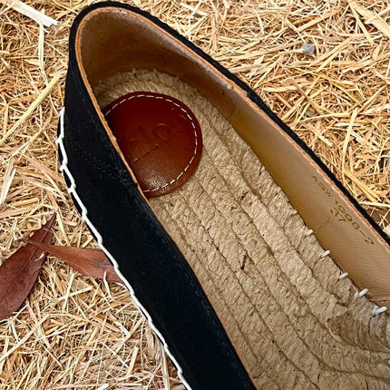 CHLOÉ 26S ESPADRILLE LOAFERS IN BLACK CANVAS