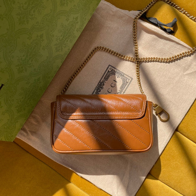 GG MARMONT MINI 16 BAG IN CINNAMON BROWN CALFSKIN