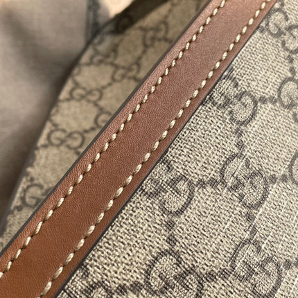 GG PADLOCK LARGE 35 SHOULDER BAG BEIGE CANVAS AND BROWN CALFSKIN