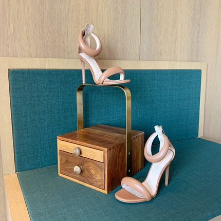 GIANVITO ROSSI 26S BIJOUX SANDALS 105 MM IN BROWN LAMBSKIN
