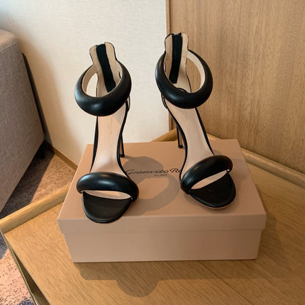 GIANVITO ROSSI 26S BIJOUX SANDALS 105 MM IN BLACK LAMBSKIN