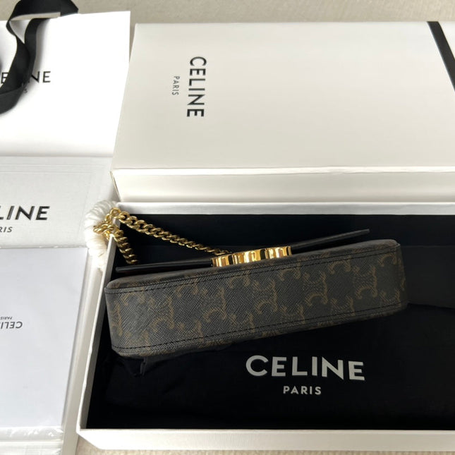 TRIPHOME 20 BLACK PATTERN COWHIDE LEATHER CHAIN STRAP BAG