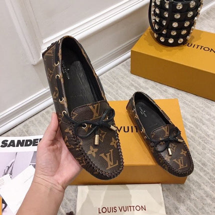 LV WOMEN'S DRIVER MOCCASIN IN CHOCOLATE BROWN MONOGRAM CALFSKIN