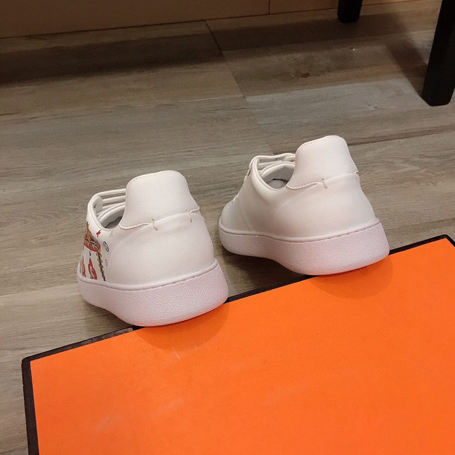 LV TRAINER WHITE CALFSKIN WITH COLORFUL PATTERN
