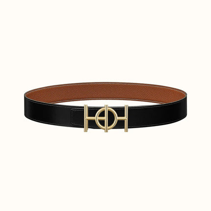 ULYSSE BELT BUCKLE & REVERSIBLE GINGER ORANGE LEATHER STRAP 38MM GOLD HARDWARE