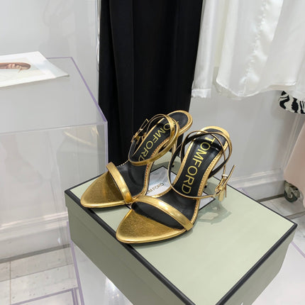 TOM FORD 26S GOLD BUCKLE HEELS 105 MM IN GOLD LAMBSKIN
