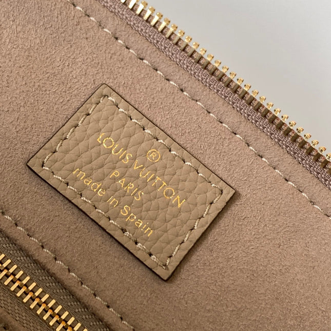 PETIT PALAIS PM LARGE SHOULDER BAG 34 IN BROWN EMBOSSED COWHIDE GOLD-TONE HARDWARE