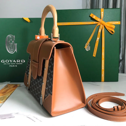 SAÏGON PM BAG 28 IN BROWN GOYARDINE CANVAS AND CALFSKIN