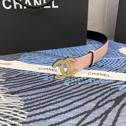 CHANEL 25S BELT 30 MM IN LIGHT PINK CALFSKIN WITH GOLD HARDWARE 615095