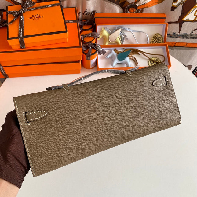 KELLY CUT 31 IN MOCHA BROWN CALFSKIN WITH GOLD HARDWARE