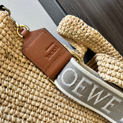 LOEWE 25S SLIT TOTE BAG 30 IN NATURAL CANVAS SHOULDER STRAP
