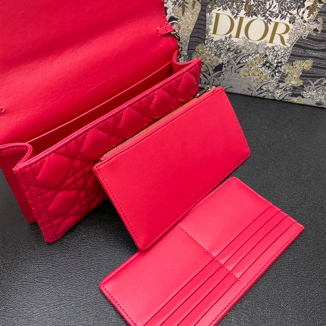 CARO SLIM POUCH 21 BAG IN CHERRY RED CALFSKIN
