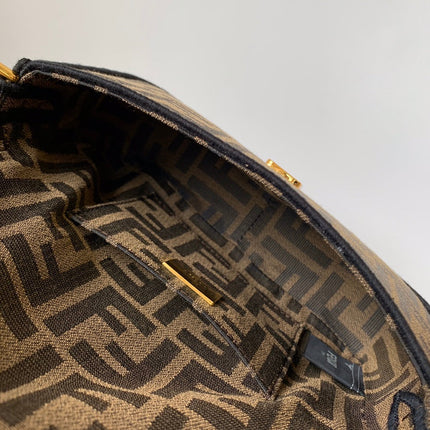 Fend Baguette 20 Brown FF Jacquard Fabric Bag Ghw