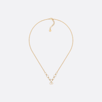 CD 26S CD LOGO CRYSTAL STATION NECKLACE IN GOLD TONE METAL WITH WHITE CRYSTAL 631006