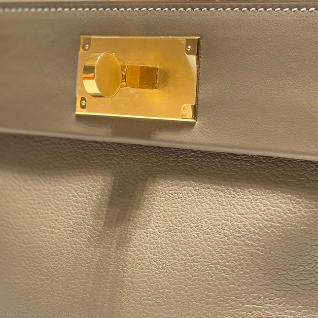 MINI 24/24 21CM IN TOGO ETOUPE EVERCOLOR CALFSKIN GOLD KELLY BUCKLE