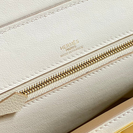 MINI 24/24 21CM IN OFF WHITE EVERCOLOR CALFSKIN GOLD KELLY BUCKLE
