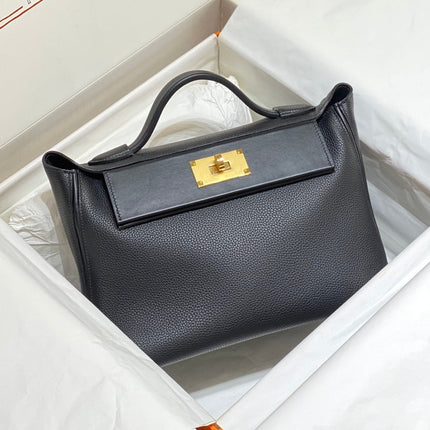 HM 26S 24/24 29MM IN BLACK EVERCOLOR CALFSKIN GOLD KELLY BUCKLE