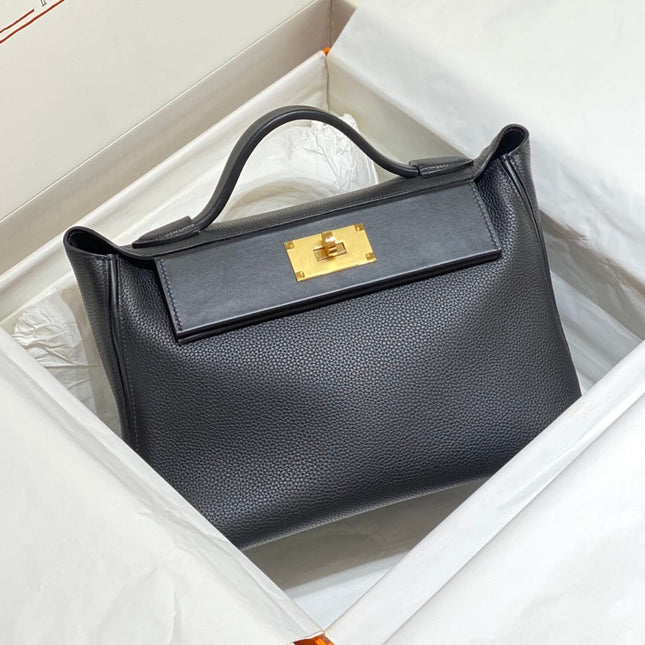HM 26S 24/24 29MM IN BLACK EVERCOLOR CALFSKIN GOLD KELLY BUCKLE