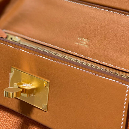 MINI 24/24 29CM IN ORANGE MINIMUM EVERCOLOR CALFSKIN GOLD KELLY BUCKLE
