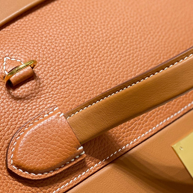 MINI 24/24 29CM IN ORANGE MINIMUM EVERCOLOR CALFSKIN GOLD KELLY BUCKLE