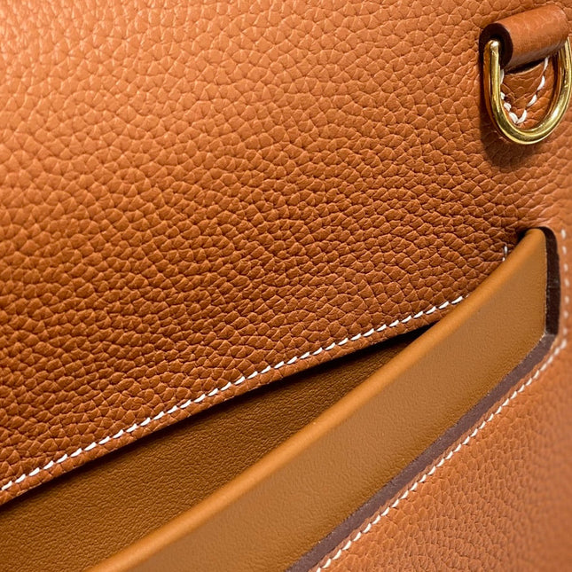 HM 26S 24/24 29CM IN ORANGE EVERCOLOR CALFSKIN GOLD KELLY BUCKLE