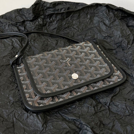 PLUMET POCKET WALLET 20 IN BLACK GOYARDINE CANVAS AND LAMBSKIN TRIM