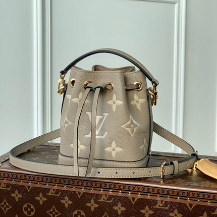 NANO NOÉ 16 IN GREY TOURTERELLE BICOLOR MONOGRAM EMPREINTE CALFSKIN