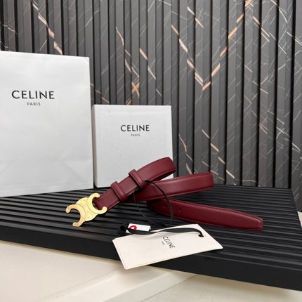 CL TRIOMPHE 25 MM BELT IN CURRANT RED CALFSKIN GOLD HARDWARE