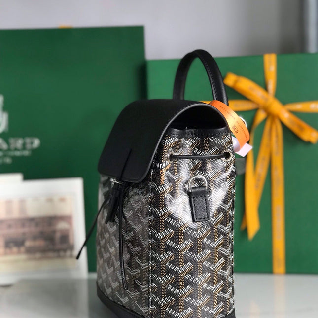 ALPIN MINI BACKPACK 21 IN BLACK LAMBSKIN AND GOYARDINE CANVAS