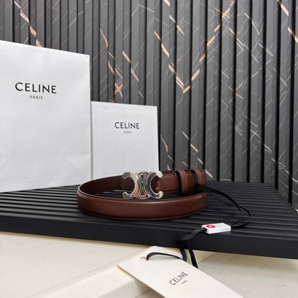 TRIOMPHE 25 MM BELT IN DARK BROWN CALFSKIN SILVER HARDWARE