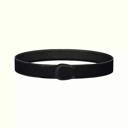 LUCK BELT BUCKLE & REVERSIBLE BLACK LEATHER STRAP 38MM BLACK HARDWARE