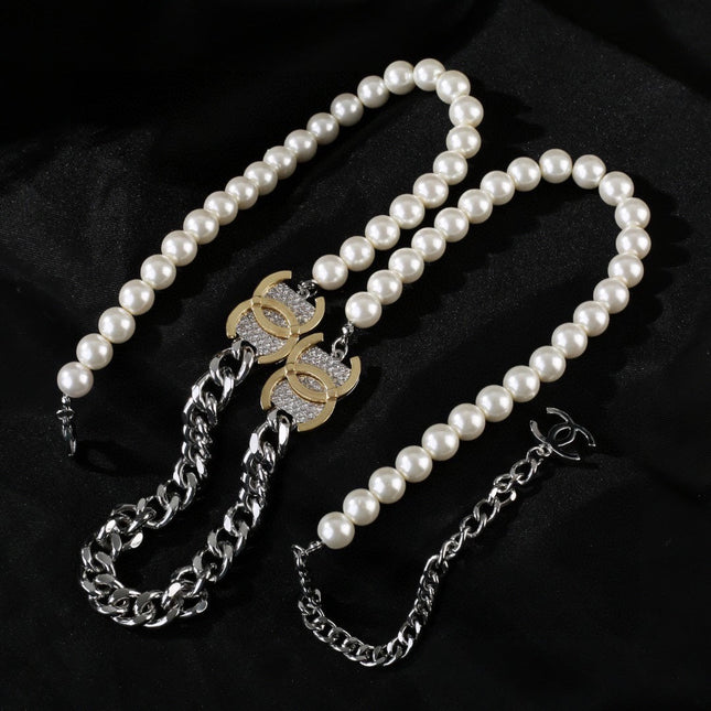 CHANEL 25S CHAIN BELT IN WHITE PEARL 614474
