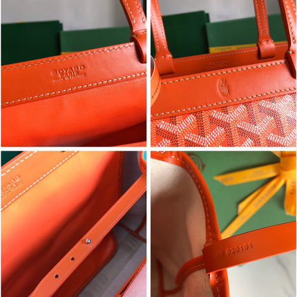 BELLECHASSE BIAUDE PM BAG 36 IN ORANGE GOYARDINE CANVAS AND CALFSKIN TRIM