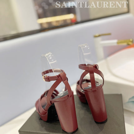 SL TRIBUTE FLATFORM SANDALS BERRY CALFSKIN