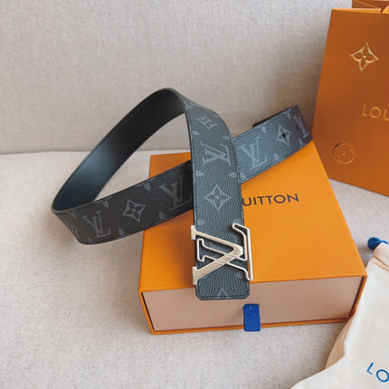 LV 25S BELT 40 MM IN BLACK MIX GREY CALFSKIN 593206