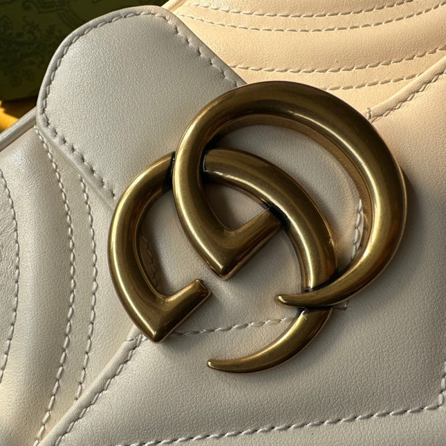 GG MARMONT MINI 18 HANDBAG IN WHITE CALFSKIN
