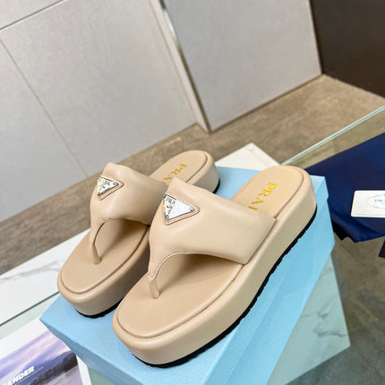 PRA SOFT PADDED NAPPA THONG WEDGE SANDALS TUSCAN LAMBSKIN