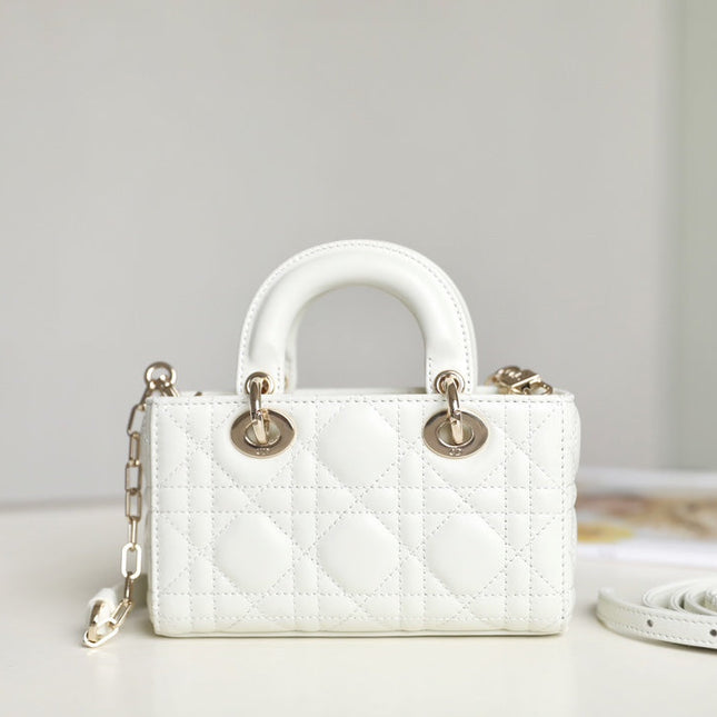 LADY D-JOY MICRO 16 IN WHITE LAMBSKIN
