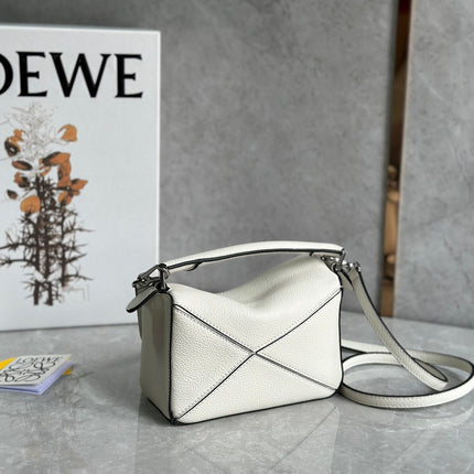 LOE MINI 18 PUZZLE BAG IN WHITE CALFSKIN