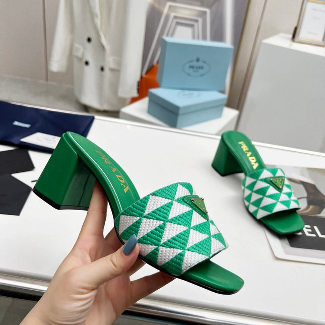 PRA EMBROIDERED SLIDES 65 GREEN FABRIC