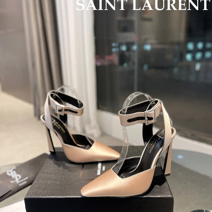 SL FANNY SLINGBACK PUMPS CHAMPAGNE SATIN