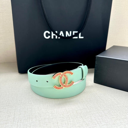 CHANEL 25S BELT 30 MM IN MINT GREEN CALFSKIN 616962