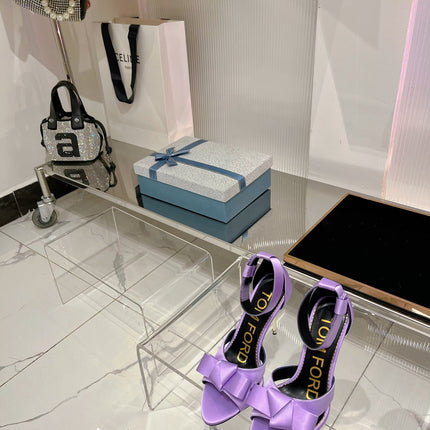 HIGH HEELS 11 CM IN IRIS PURPLE PURE SILK AND LAMBSKIN