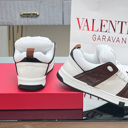 OPEN SKATE SNEAKER IN WHITE MIX PECAN BROWN CALFSKIN
